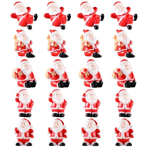 Figurines de Statue de Père Noël 20 pièces Mini décorations Noël délicates et ravissantes Figurines Miniatures en résine pour Fournitures fête à la Maison Bureau