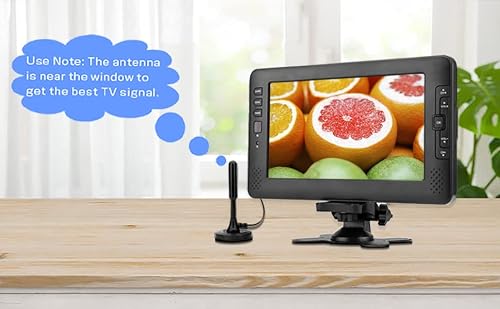 GJY Jexiop 9" Portable TV with Antenna for Watching ATSC Digital TV in USA,Canada,Mexico, Rechargeable Battery Operated TV,Support USB Port/AV in - Thumbnail 2