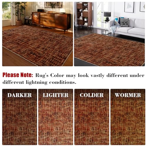 COZYLOOM Washable Rugs 8x10 Rug for Living Room Modern Rug for Bedroom Christmas Red Rug Abstract Large Rug Soft Non Shedding Low Pile Stain Resistant Carpet for Dining Room Classroom 8'x10' Red