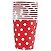 Fablcrew. Lot de 10 Gobelets en Carton Motif à Pois Tasses Papier pour Anniversaire Mariage Fête 250ml (Rouge)