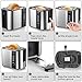 2 Slice Toaster, Stainless Steel Bread Toasters with Warming Rack Best Rated Prime, Extra Wide Slots, 6 Bread Shade Settings, Defrost/Reheat/Cancel Function, Removable Crumb Tray, 800W, Silver