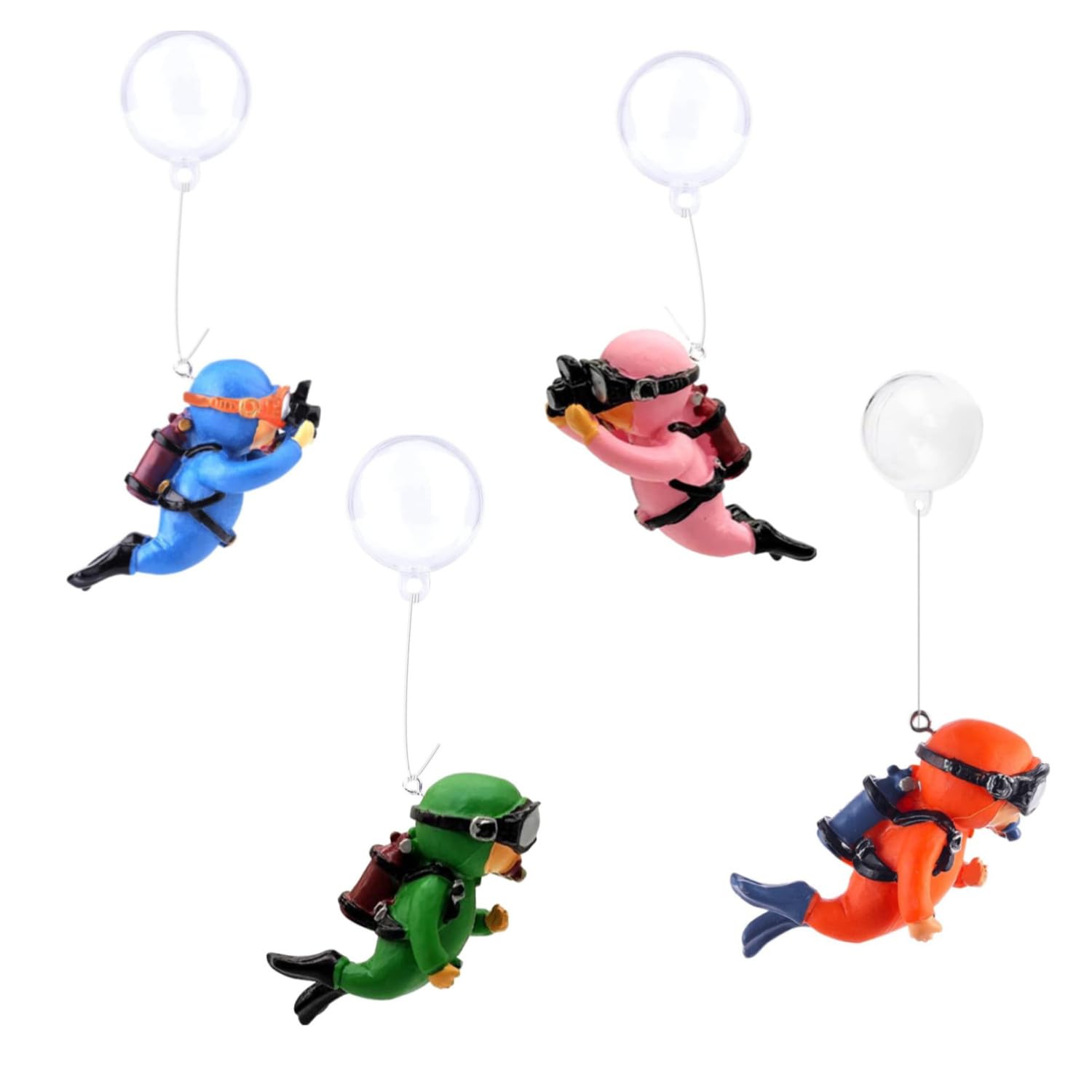 ZHAOYCSH 4Pcs Cartoon Diver Fish Tank Decorations - Floating Aquarium Ornaments, Creative Underwater Figures for Home/Office Aquascape, Enhances Aquatic Aesthetics (Set of 4)