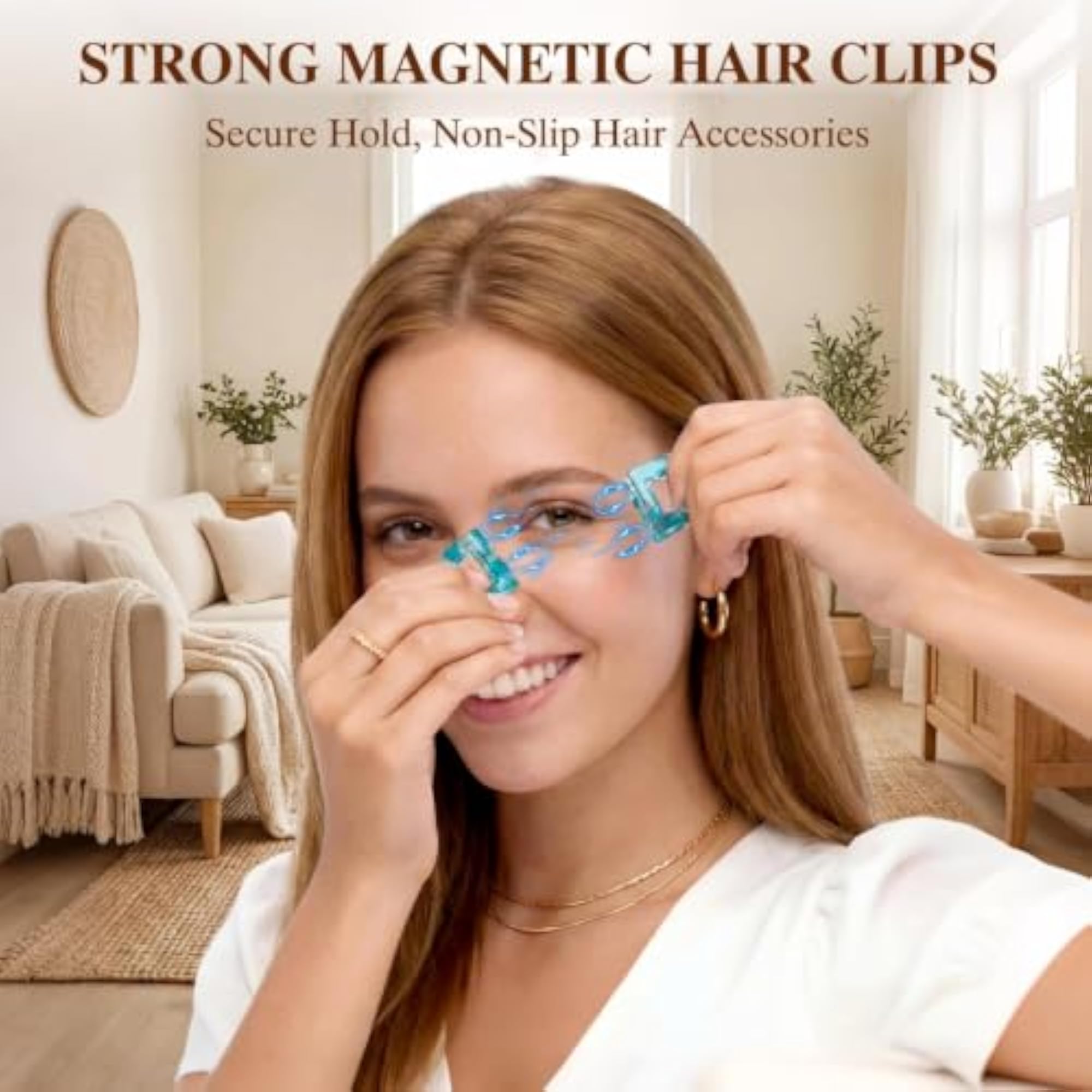 Magnetic Hair Clip for Women, Foldable Magnetic Clamp