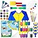 Set Colori a Dita per Bambini Lavabili di Shuttle Art 46 Colori per Bambini con 14 Tempere Lavabili per Bambini (60ml) , Pennelli, Libro da Disegno, Spugna, Tavolozza, Grembiule, Non tossico per Bimbi