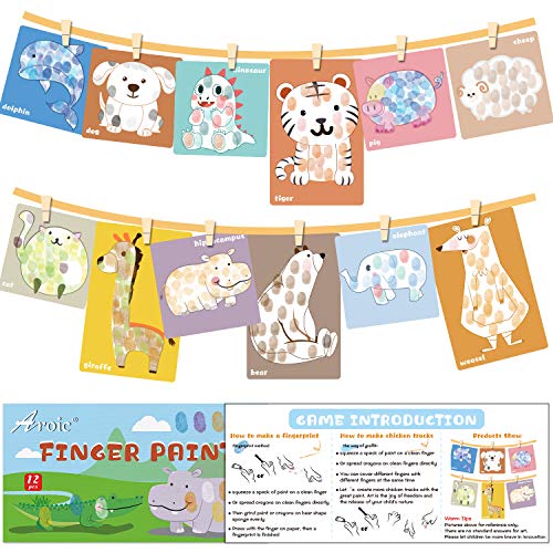 Washable Finger Paint Set, 65 Pack Washable Kids Paint Set With 12 Color Finger Paints, Sponges, Paint Brushes, Waterproof Paint Smock, Palettes, Cards, Storage Box For Toddler Early Learning Kids. #TOP3