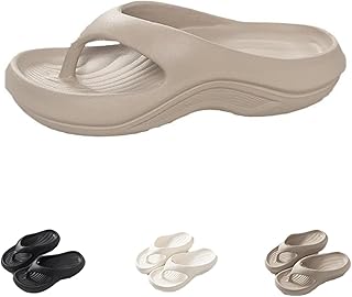 EDAT Pillow Arch Support Flip Flops for Women Men, Arch Support Recovery Flip Flops Pillow Soft Summer, Beach Sandals(Khaki,38/39)