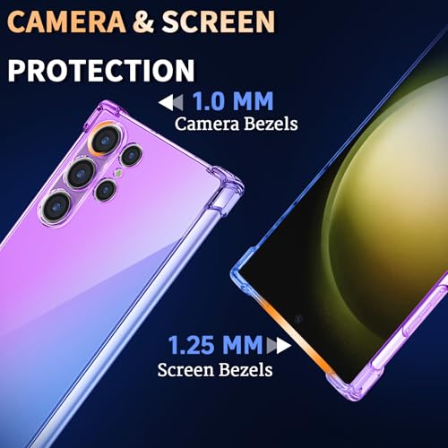 Coque Galaxy S23 Ultra transparente avec cordon TPU violet bleu - 7