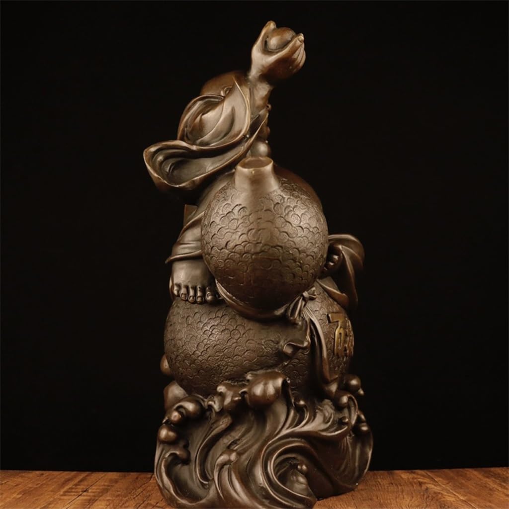 Posąg Buddy do wnętrz brązowa figurka Budda Maitreya Budda uśmiechnięty Budda miedziane ozdoby domowe rzemiosło Bodhisattwa statua medytująca statua buddy figurka rzeźba