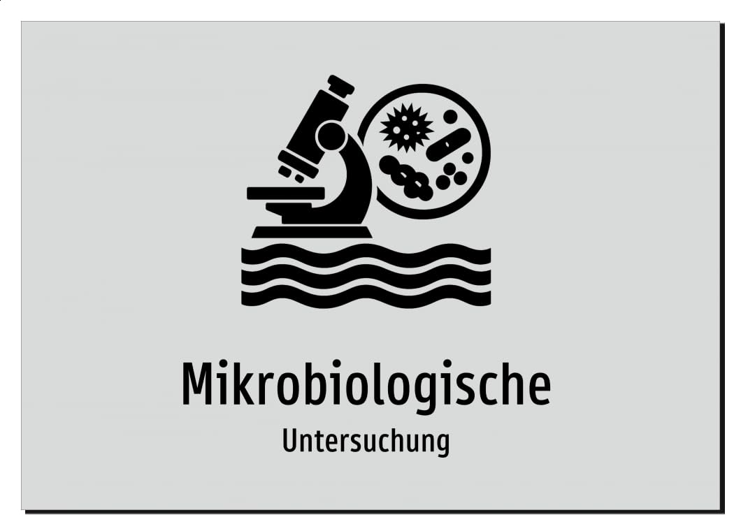 Mikrobiologische - Untersuchung | Aluminiumschild A2, 594 x 420mm | mit Symbolgrafik und Text
