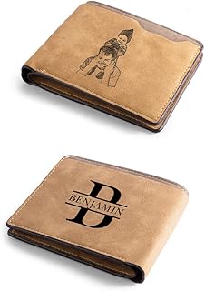 Gifts for Men Personalized Custom Photo Wallets for Men Engraved Picture & Initial Name Wallets for Men Bifold Casual Wallet for Dad, Boyfriend, Fathers, Style 2, Casual