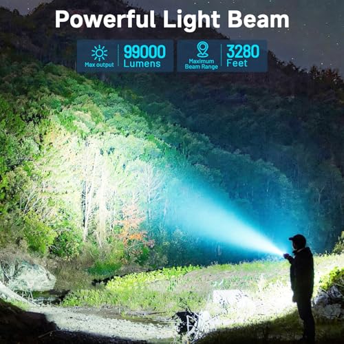 Image of Flashlight Rechargeable 4 Pack, LED Flashlights High Lumens, 99,000 Lumen Super Bright FlashLights, 5 Modes Adjustable Powerful Handheld Flash Light for Home, Outdoor, Waterproof