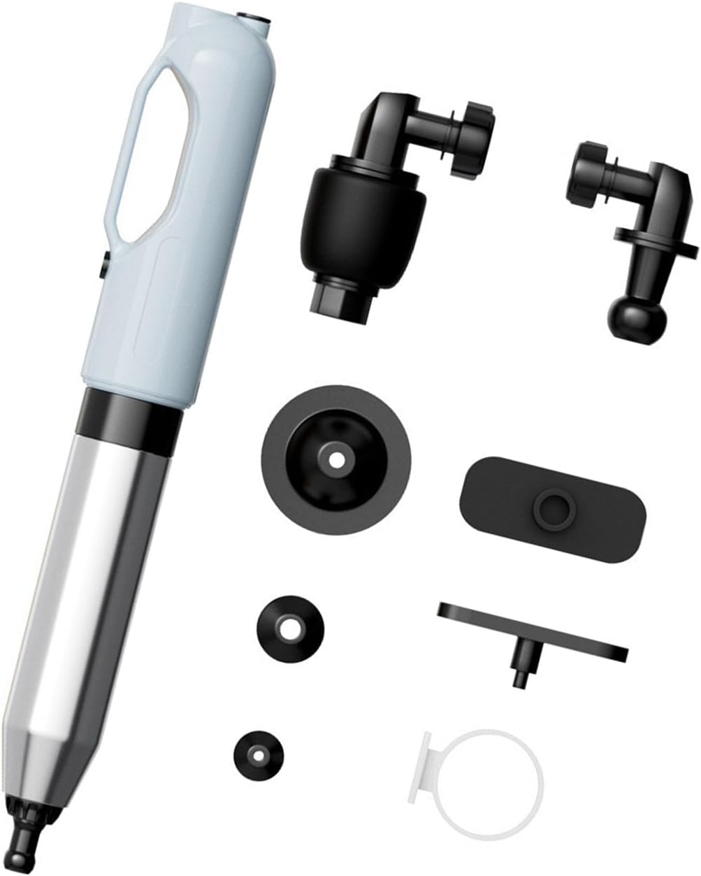 Complete Air Pressure Drain Featuring Internal Measure for Toilets and Household Pipes Shower Drain Unclogging Tool