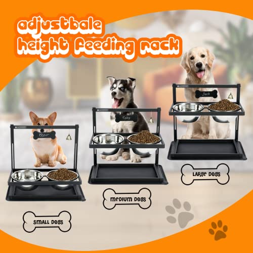 Shainfun Elevated Dog Bowls For Large Dogs,Raised Dog Bowls Stand Adjusable Height With Two 1.7L Stainless Steel Dog Food Bowls And Spill Proof Mat, Dog Bowls For Large And Medium Dogs. #TOP1