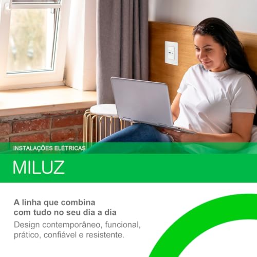 Conjunto Miluz Schneider 1 interruptor paralelo + 1 tomada 2p+t 10a 250v pl br s3b69040