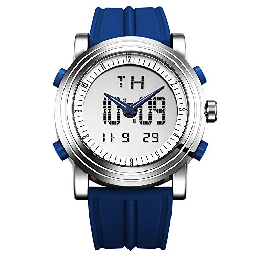 SINOBI Digital Watch for Men Sports Watch with Alarm Stopwatch Men's Watches (Silver case&Blue Band)