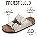 Project Cloud 100% Genuine Leather Flat Sandals for Women 2026 Comfortable Beach Essentials Womens Sandals Memory Foam Vacation Essentials Slides for Women Footwear (Santorini, Rosegold, 7.5)