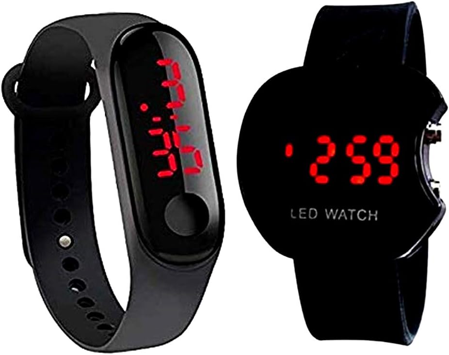 Creator LED and Silicon Bracelet Digital Combo Watches for Boys and Girls (Random Colour)