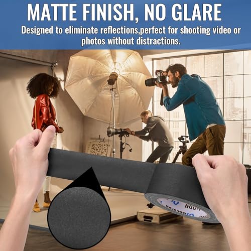 Image of Black Gaffers Tape 2 Inch -16 Roll Multi Pack Bulk - 30 Yards per Roll - Easy Tear, Non Residue Heavy Duty Gaff Tape - Waterproof Matte Cloth Gaffers Tape for Professional Photography, Filming, Stage