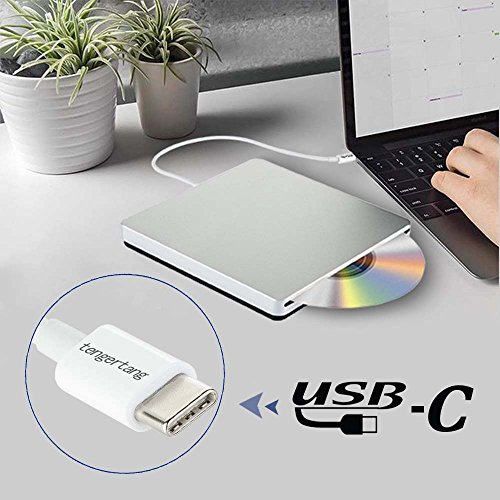 Tengertang usb-c super external drive, portable external CD/ dvd-rw Writer/Player/Burner for the latest macbook/ asus/ asus/ dell latitude/macbook Pro (silver)
