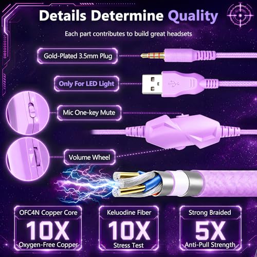 Image of K98 Wired RGB Gaming Headset with Mic, Over Ear Gaming Headphones, 50mm Neodymium Drivers, Noise Isolating Microphone, Memory Foam Cushions, Aluminum Alloy Frame for PC, PS5, PS4, Xbox, Switch