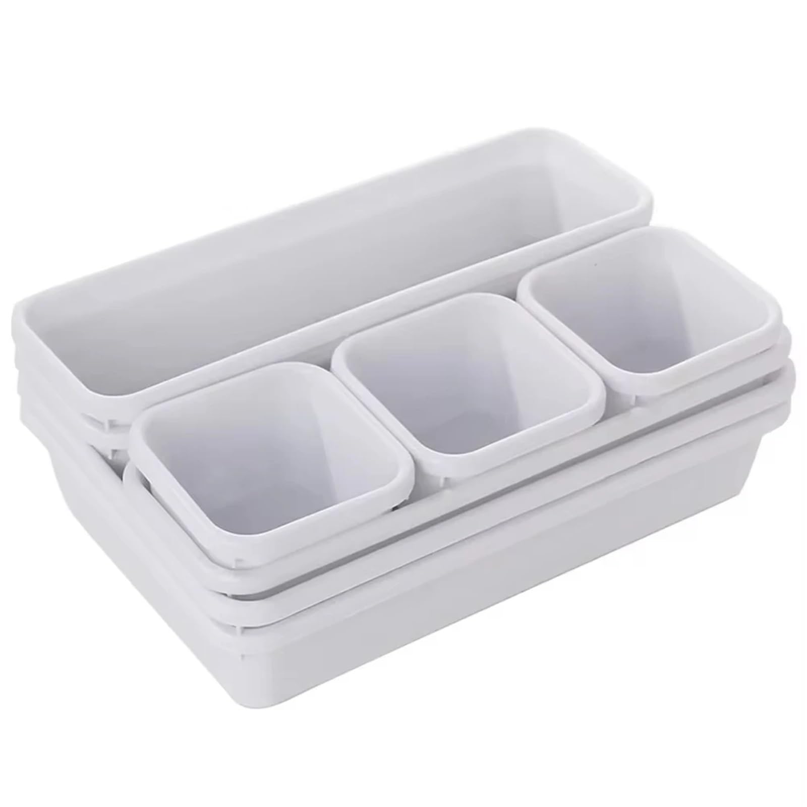 ZHSOAO 8 pcs Adjustable Drawer Organizer Box Trays Make Up Cosmetics Sundries Divider Holder Kitchen Bathroom Closet Jewellery for Bras, Socks, Underwear(White)