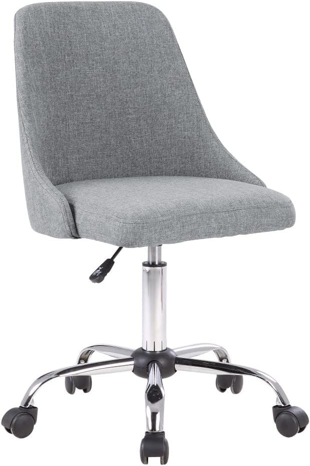 Image of Taskpro Fabric Upholstered Height-Adjustable 360 Swivel Revolving Office Study Desk Chair in Light Grey Color