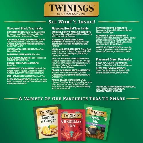 Image of NEW Twinings Tea Advent Calendar Gift Set, 24-Day Holiday Sampler with Black, Green & Herbal Teas, Christmas Countdown Box for Tea Lovers, Brew Joy Together, 48 Count (Pack of 1), 48 Tea Bags
