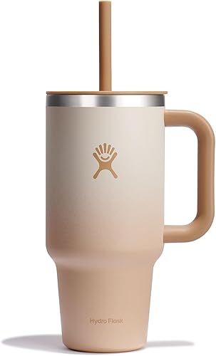 Miniatura 9 de Hydro Flask Vaso de viaje de 40 onzas con asa, tapa y pajita, acero inoxidable aislado en 40 onzas, arena Abeto,Ponche