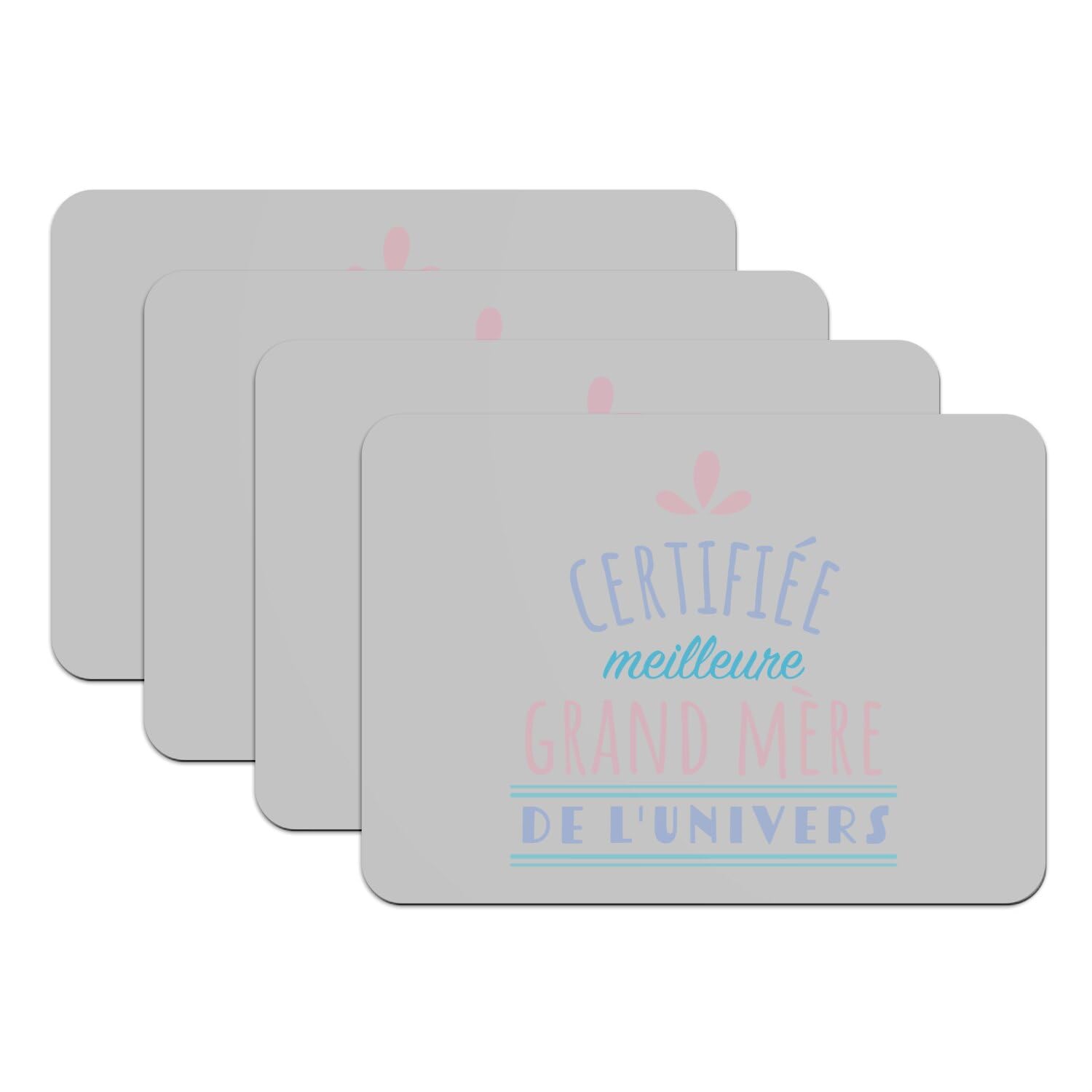 Lot de 4 sets de table dessous en caoutchouc gris grand format