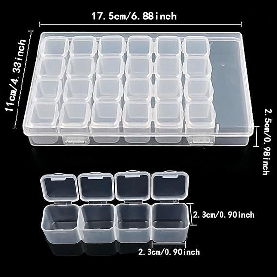 Image of Plastic Medicines Jewellery Organiser 28 Grid Detachable Storage Box Case With Dividers Container For Rings, Earrings, Necklace, Lipstick, Makeup Home Organizer, Transparent
