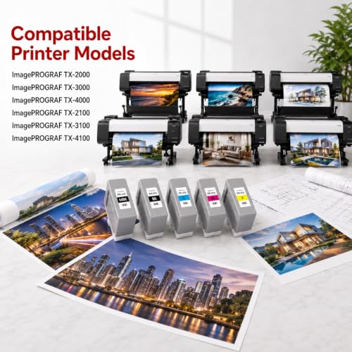 Image of PFI-310 Ink Tank 330ml (5-Pack, Matte Black, Cyan, Magenta, Yellow, Black) Loment Compatible Replacement for Canon PFI310 PFI 310 Ink Cartridge with ImagePROGRAF TX-2000, TX-3000 and TX-4000 Printer