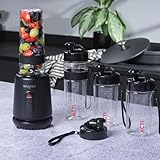 Salter EK6133MBLKS Kuro Actifusion Blender Set – Smoothie Protein Shake Blender, 2 x 600ml & 2 x 400ml Sports Bottles, BPA-Free, Leak Proof, One Touch Operation, Stainless Steel Blades, Non-Slip, 350W - Image 6