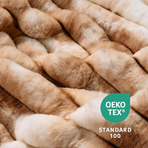 Amélie Home Soft Faux Fur Throw Blanket for Couch, Tie-dye Khaki, 55"x70" - image 8