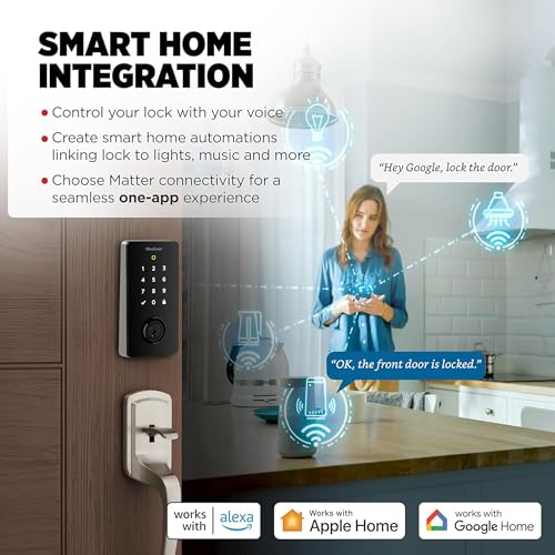 Image of Kwikset Halo Select Smart Lock Keyless Entry Door Lock Wi-Fi and Matter Enabled Deadbolt No Hub Needed, Geofence Auto-Unlock, Grade AAA Certified, Easy Install, Satin Nickel Lifetime Finish Warranty