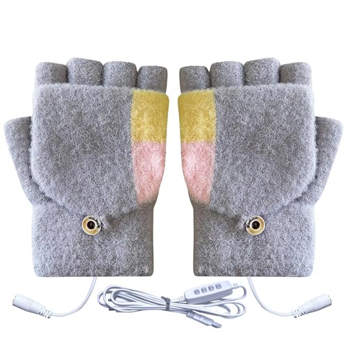 Guantes sin dedos - Guantes calefactables recargables | Guantes térmicos para mujer | Guantes de escritura para estudiantes | Guantes calefactables USB de 3 niveles Guantes calentadores de manos