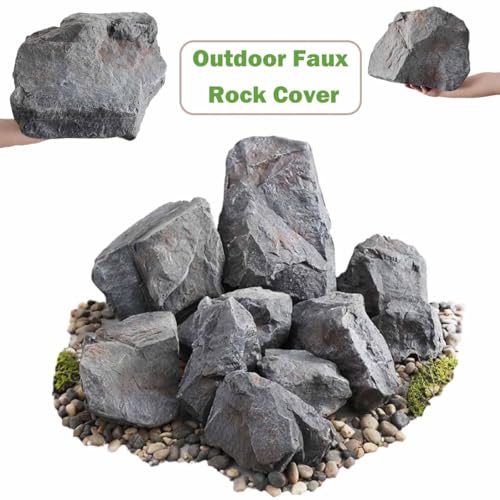 Faux Rock Cover, Artificial Landscape Boulder for Outdoor Decor - Lightweight PU Foam Decorative Rock to Hide Well Pumps, Pipe Vents, Sprinklers and Utilities(33x23x23m)