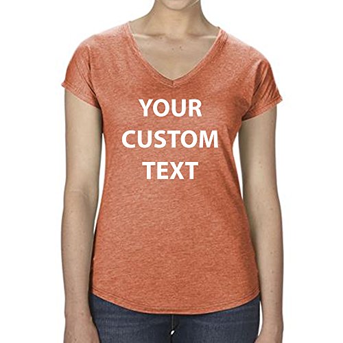 Stars and Stripes Custom Heather-Bronze Personalised Ladies TRI-Blend V Neck T-Shirt, Custom Ladies TRI-Blend V Neck T-Shirt XSmall AV173F Plus Gift Box