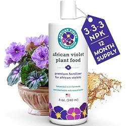 African Violet Fertilizer, 3-3-3 NPK Liquid Plant Food for Blooms, 8 oz
