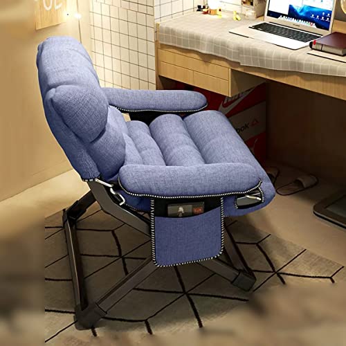 YCKEGEW Ergonomic Chair Cozy Recliner Folding Saucer Chair with Cushion Accent Lounge Chair, Soft Lazy Chair Sleeper,Study Desks Chairs Armchair (Color : Blue)