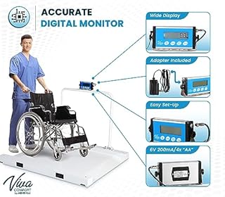 VivaComfort Wheelchair Scale Bariatric Wheelchair Scale with Ramp, 1100 lb / 500 Kg Capacity