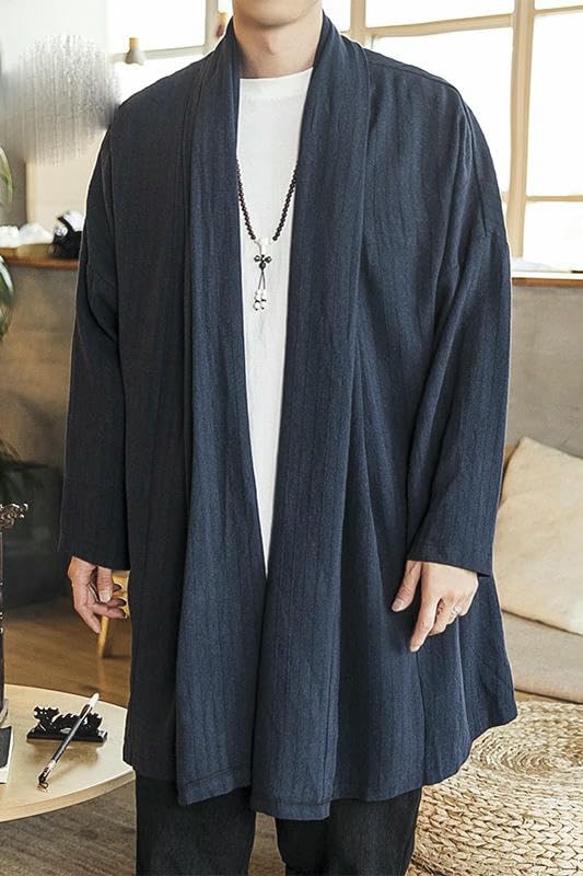 Cárdigan tang-traje para hombre con corte midi-long y diseño oriental 5