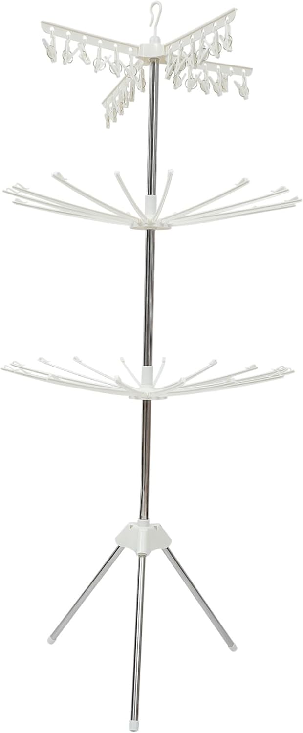Garneck Clothes Drying Rack Station Non- Rods Rotatable Space-Saving Design for Air Drying Towels Diapers and Clothes Easy to Install Folding Laundry Stand