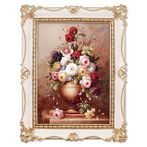 Iamoy 5X7 Picture Frame, White & Gold Picture Frames, Vintage 5 X 7 Frame With Floral And Bead Detail, Wall And Tabletop Photo Frame #TOP17