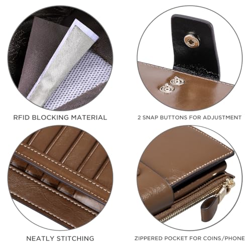 Image of Itslife Women's RFID Blocking Large Capacity Luxury Wax Genuine Leather Clutch Wallet Ladies Card holder
