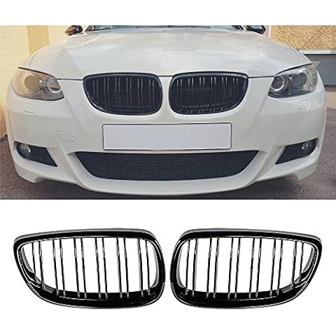 GSRECY Gloss Black Front Bumper Kidney Twin Fins Sport Grill Grille For E92 E93 M3 2006-2009 Cover