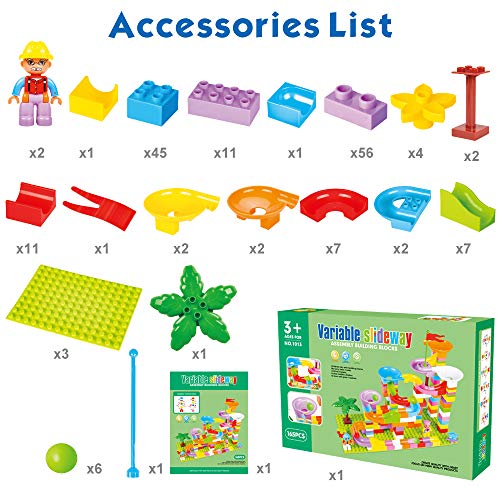 BeebeeRun Marble Run for Kids - 165PCS Marble Race Track Building Blocks, Marble Blocks Compatible with All Major Brands Bulk Bricks Set for Boys Girls Toddler Age 3 4 5 6 7 8+ - Thumbnail 6