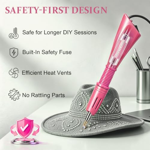 Image of Hotfix Applicator, DIY Hot Fix Rhinestone Applicator Wand Setter Tool Kit with 7 Different Sizes Tips-2 Rhinestone Pencil Pickers -Tweezers & Brush Cleaning kit and 2 Pack Hot-Fix Crystal Rhinestone