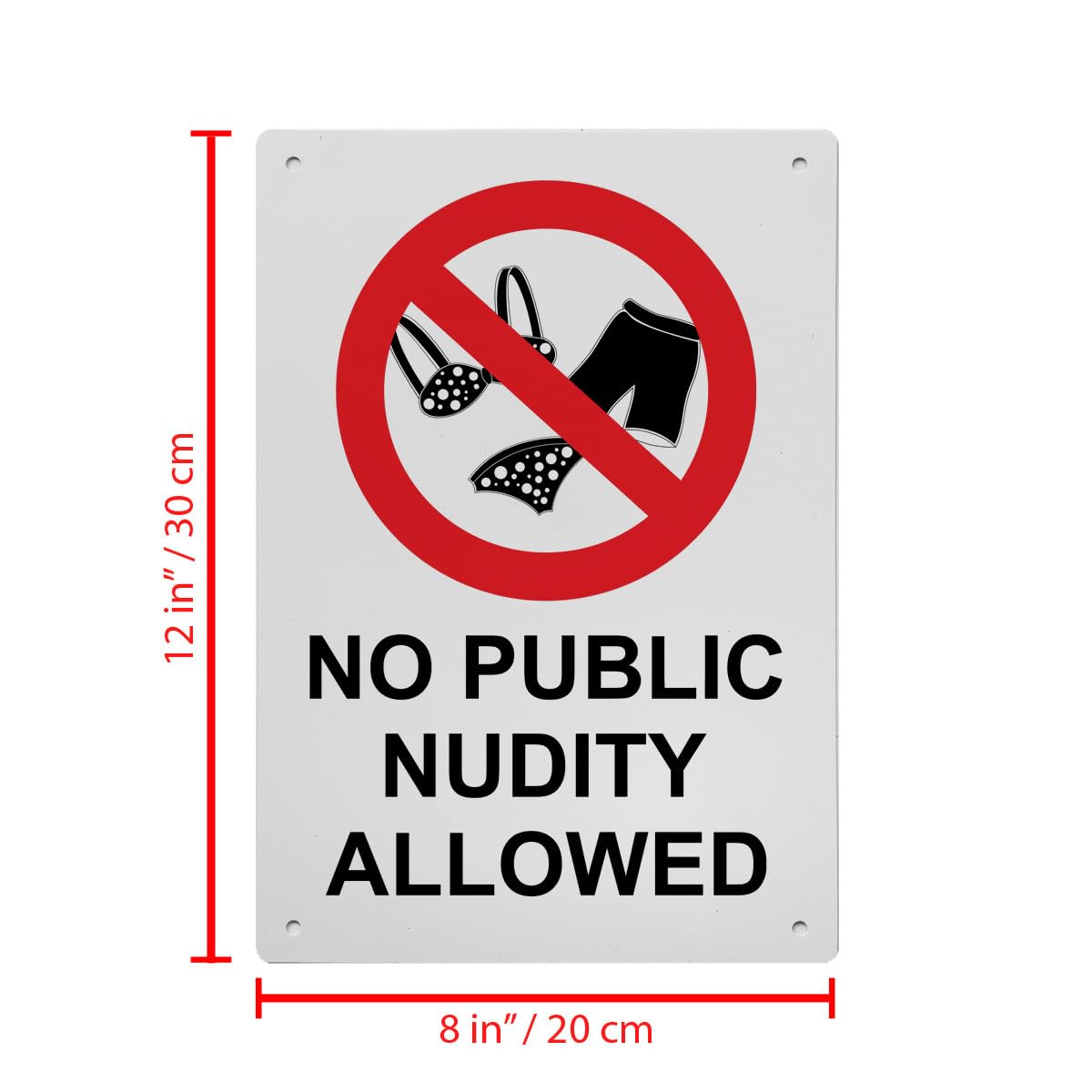 No Public Nudity Allowed Sign, 8.5 x 11 in