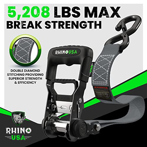 image for Rhino USA Ratchet Straps Tie Down Kit, 5,208 Break Strength - Includes