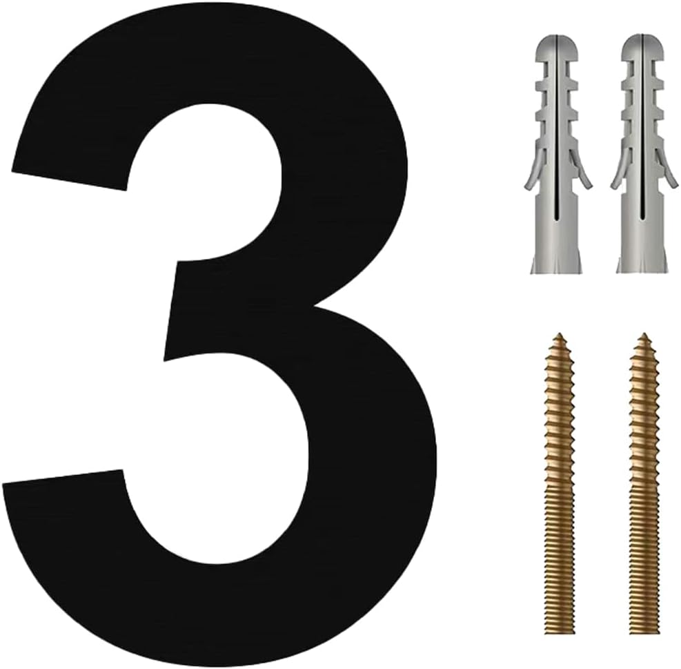 ECYC 11.81 inch Stainless Steel House Numbers, Metal Floating House Number Modern Address House Numbers for Home Door Garden Mailbox,Black 3